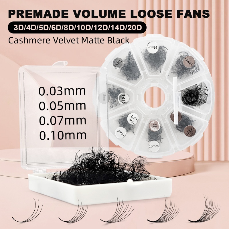 Eyelash Extension For Asian Eyes - 500 Cils amples préfabriqués Pro Made